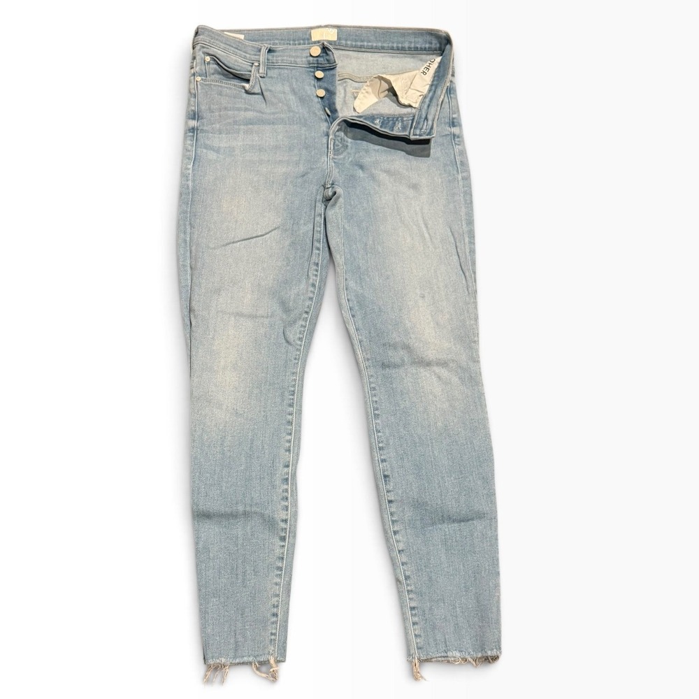 Mother The Stunner Ankle Fray Jeans Crafty Side Light Wash Button Fly Size 31
